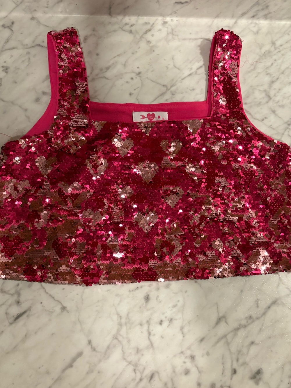 Buddy Live pink sequins women crop tank top